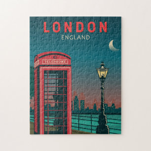 London England Retro Travel Art  Legpuzzel