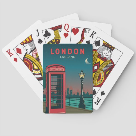 London England Retro Travel Art  Pokerkaarten (Achterkant)