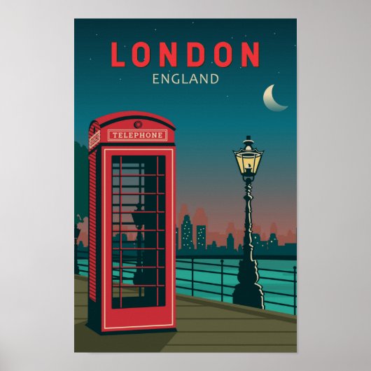 London England Retro Travel Art  Poster (Voorkant)