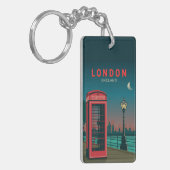 London England Retro Travel Art Sleutelhanger (Voorkant Links)