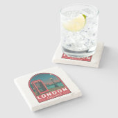 London England Retro Travel Art  Stenen Onderzetter (Zijkant)