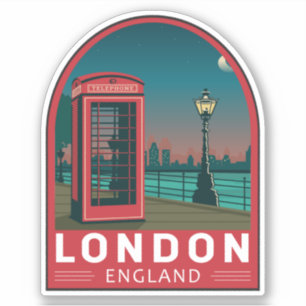 London England Retro Travel Art  Sticker