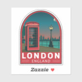 London England Retro Travel Art  Sticker (Vel)