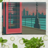 London England Retro Travel Art  Theedoek (Gevouwen)