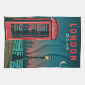 London England Retro Travel Art  Theedoek (Horizontaal)