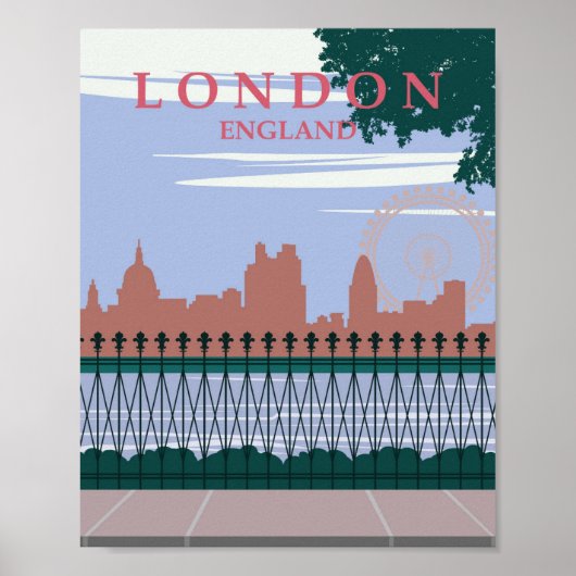 London England Retro Vintage Travel Poster (Voorkant)
