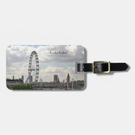 London England Skyline, Big Ben, London Eye, Thame Bagagelabel