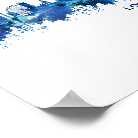 London England Skyline Blue Poster (Hoek)