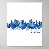 London England Skyline Blue Poster (Voorkant)