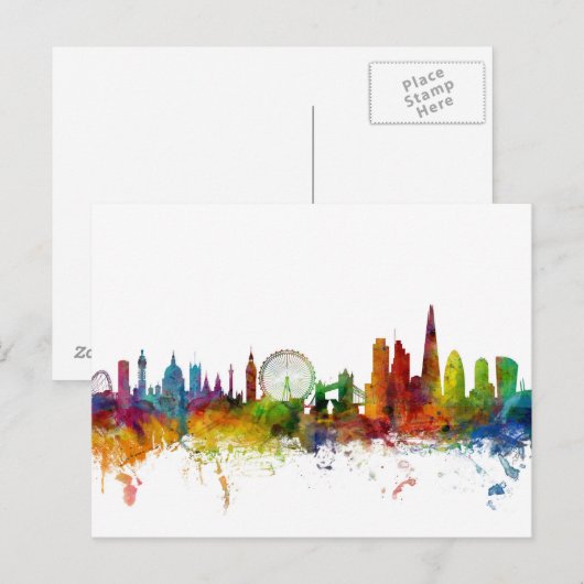 London England Skyline Briefkaart (Voorkant / Achterkant)