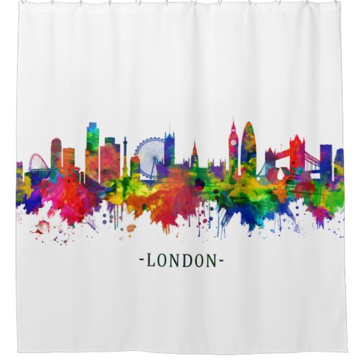 London England Skyline Douchegordijn (Voorkant)