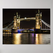 London England Skyline Night Poster Bridge (Voorkant)