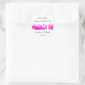 London England skyline Pink Favors Weddings Square Vierkante Sticker (Tas)