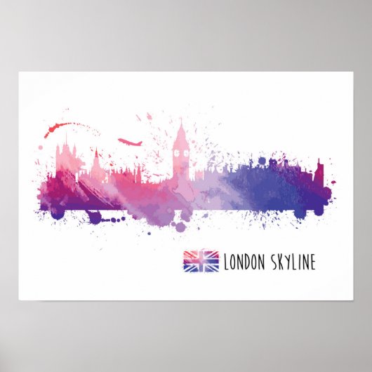 London England Skyline Splash Poster (Voorkant)