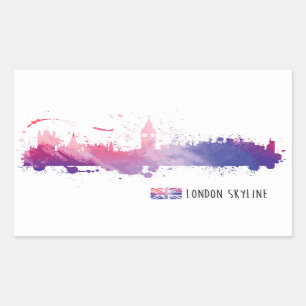 London England Skyline Splash Rechthoekige Sticker