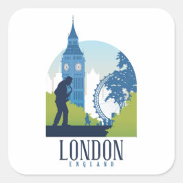 London England Skyline Vierkante Sticker