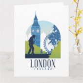 London England Skyline Wenskaart Kaart (Gele Bloem)