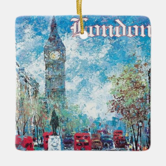 London England Style Big Ben Keramisch Ornament (Voorkant)
