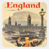 London England Style Big Ben Vierkante Sticker (Voorkant)