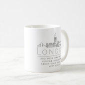 London, England Stylized Skyline | Aangepaste slog Koffiemok (Voorkant rechts)