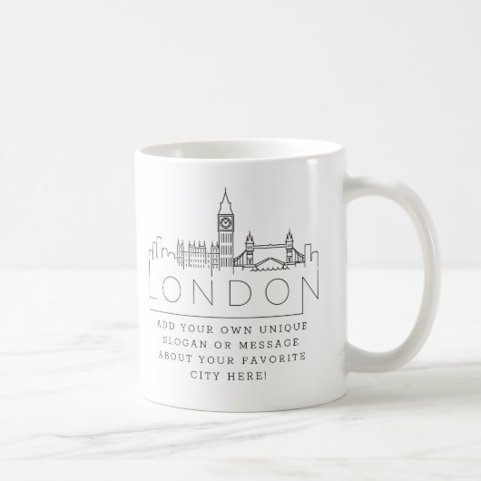 London, England Stylized Skyline | Aangepaste slog Koffiemok (Rechts)