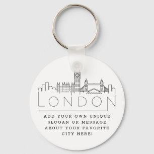 London, England Stylized Skyline Aangepaste slog Sleutelhanger