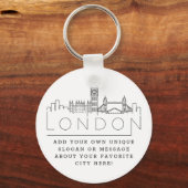 London, England Stylized Skyline | Aangepaste slog Sleutelhanger (Voorkant)