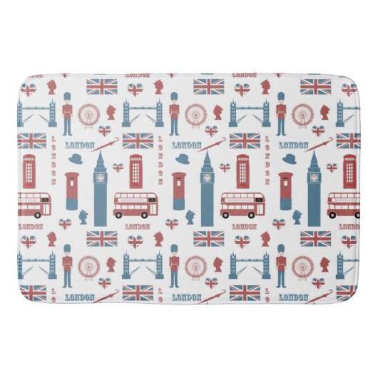 London England Symbols Pattern Bath Mat (Voorkant)