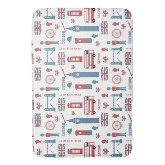 London England Symbols Pattern Bath Mat (Voorkant Verticaal)