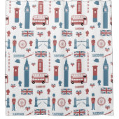 London England Symbols Pattern Shower Curtain Douchegordijn (Voorkant)