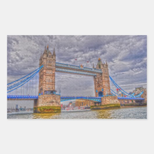 London, England Tower Bridge & Thames River Rechthoekige Sticker (Voorkant)