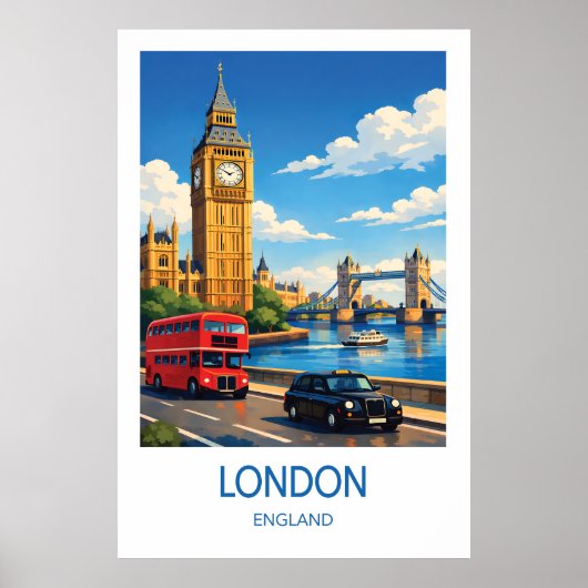 London England Travel Poster Vintage  (Voorkant)