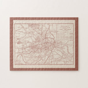 London England Tube Railways Antiek Sketch Map Legpuzzel