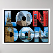 London England Typography Travel Poster (Voorkant)