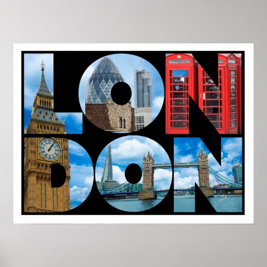 London England Typography Travel Poster (Voorkant)