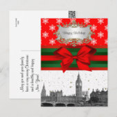 London England UK Skyline Red Snowflake Kerstmis Feestdagenkaart (Voorkant / Achterkant)