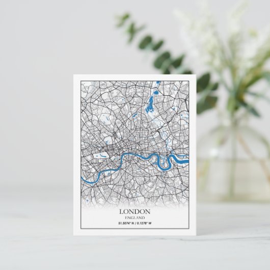 London England Verenigd Koninkrijk City Map Travel Briefkaart (Staand voorkant)
