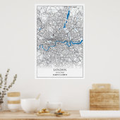 London England Verenigd Koninkrijk City Map Travel Poster (Keuken)