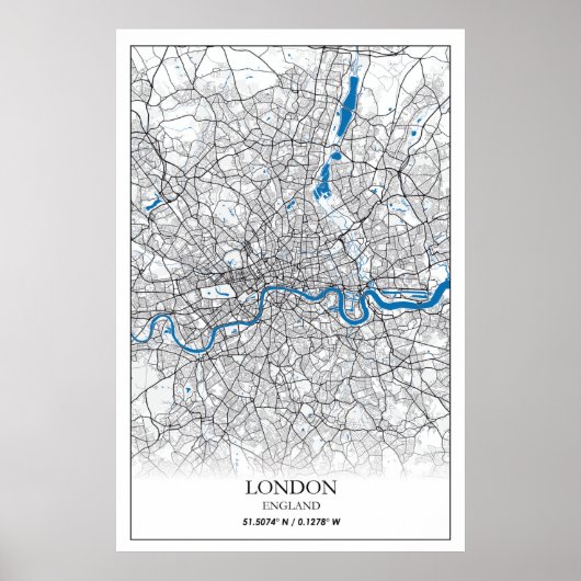 London England Verenigd Koninkrijk City Map Travel Poster (Voorkant)