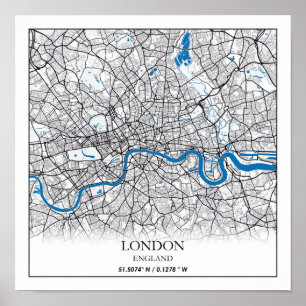 London England Verenigd Koninkrijk City Map Travel Poster