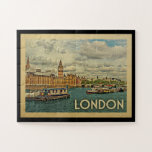 London England Vintage Travel Legpuzzel<br><div class="desc">Het Londense ontwerp in Vintage Travel-stijl met Westminster Abbey op de rivier de Thames voor deze leuke Engelse scene.</div>