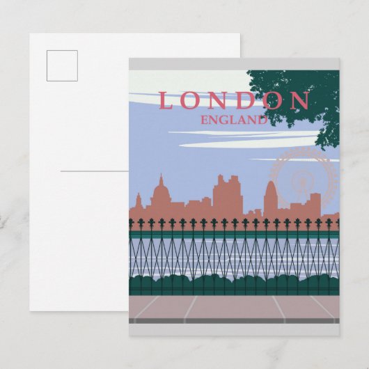 London England Vintage Travel Poster Briefkaart (Voorkant / Achterkant)