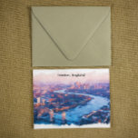 London England Watercolor Aerial Cityscape Briefkaart<br><div class="desc">From the winding River Thames to the iconic red accents of the city, this aerial London painting on a postcard is a tribute to England’s vibrant heart. The soft, fluid strokes of the watercolor medium perfectly balance the architectural density of the city, making it a versatile piece for both traditional...</div>
