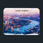 London England Watercolor Aerial Cityscape Magneet<br><div class="desc">From the winding River Thames to the iconic red accents of the city, this aerial London painting on a Flexible Photo Magnet is a tribute to England’s vibrant heart. The soft, fluid strokes of the watercolor medium perfectly balance the architectural density of the city, making it a versatile piece for...</div>