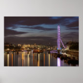London Eye and River Thames 's nachts Poster (Voorkant)