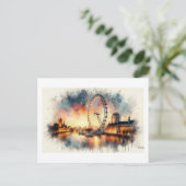 London Eye bij zonsondergang, Briefkaart (Staand voorkant)