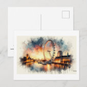 London Eye bij zonsondergang, Briefkaart (Voorkant / Achterkant)