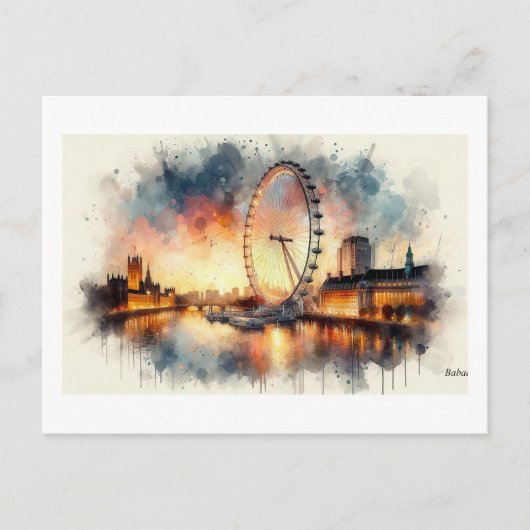 London Eye bij zonsondergang, Briefkaart (Voorkant)