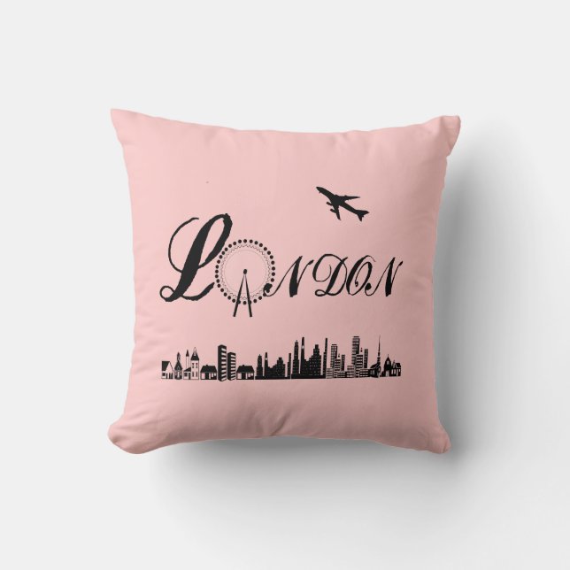 London Eye British Theme Pink Pillow/Cushion Kussen (Voorkant)