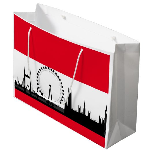 London Eye City Ferris Wheel England Gift Bag Groot Cadeauzakje (Voorkant Gekanteld)